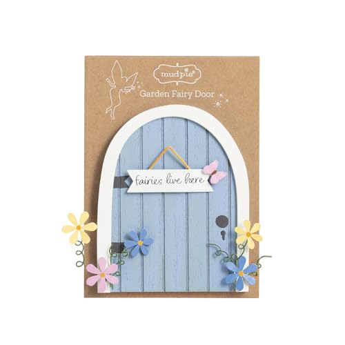 Mud Pie Pine Wood Blue Garden Fairy Door - color: Blue