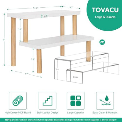 Small Plant Stand Shelf Indoor Desk, 2 Tiers Desktop Flower Stand | Window Sill Plant Shelf Ladder Tabletop Wood Display Stand for Mini Succulent Cupcake Spice Rack Countertop ( White, 14.2") - size: 2 Tiers