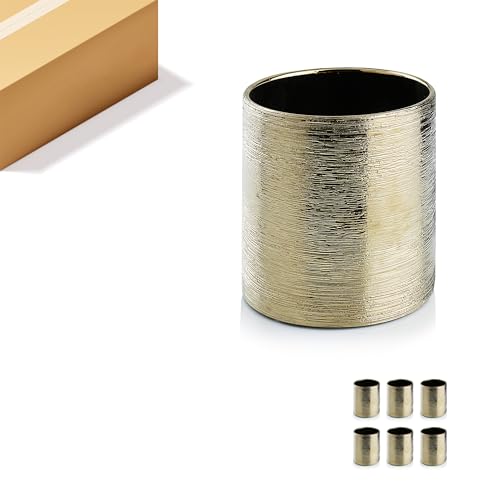 WGVI Gold Etched Ceramic Cylinder Vase Width 3.75" Height 4", Flower Arrangements, Candle Holder, Terrarium Planter Pot, Storage Container Organizer, Pen Brush Holder, Scratched Texture, 6 Pcs - color: Gold_etched, size: 3.75"x4"H (6 Pc)