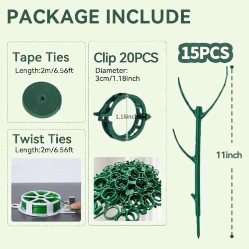 15 Pack Stackable Monstera Plant Support,Adjustable Plant Support Pole