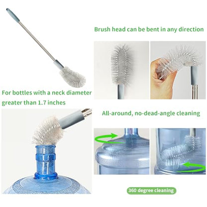2-Pack Bucket Brush, Kettle Brush, Cleaning Extra Long Bottles, Gallon Jug Cleaner, Water Bottle Cleaner.