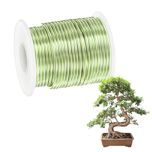 M METERXITY 1-Pack Bonsai Training Wire, 2mm x 49ft/15m Anodized Aluminum Bonsai Tree Wire for Fine Trunk/Gardening Branch/DIY Crafting [Grass Green] - color: Grass Green, size: 2mm x 49ft/15m