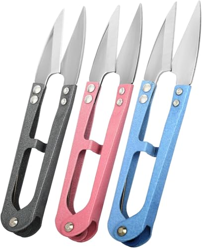 3PCS Craft Scissors High Carbon Steel Thread Snips 4.25inch Yarn Scissors for Sewing Quilting Knitting DIY Jewelry Making Bonsai Pruning (Gray Pink Blue) - color: Gray Pink Blue