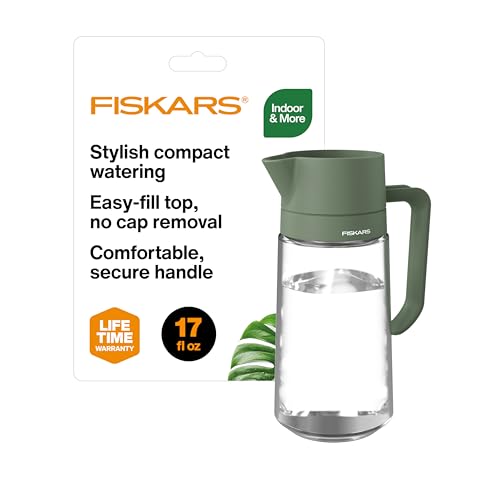 Fiskars 17oz Glass Watering Can for Indoor Plants, Easy Fill Top, Clear - size: Carafe