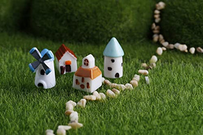 4PCS House Fairy Garden Supplies, Miniature Figurines & Accessories, DIY Kit, Micro Landscape Ornaments, Fairy Garden Animals - color: 4house