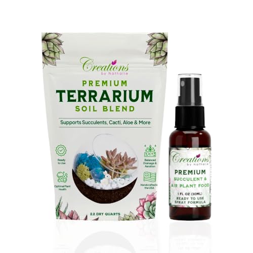 Creations by Nathalie 2.2 QT Succulent & Cactus Soil Mix for Terrariums | Natural, ready-to-use soil mix with pine bark, Canadian peat & coarse sand for succulents, cactus, aloe & terrariums.