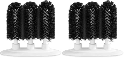 New Star Foodservice 54484 Triple Brush Bar Glass Washer - 3 Brushes - Suction Base, Non-Battery (Pack of 2) - size: 8x7x3 Inch (Pack of 2)