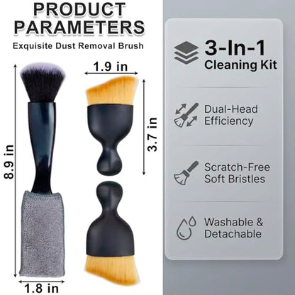 3 Pcs Exquisite Microfiber Duster Brushes, Car Detailing Brushes, Feather Duster, Efficient Dust Removal, Cleaning Tool Perfect for Computers, Keyboards, Car Interior, Photo Frames, Digital Devices