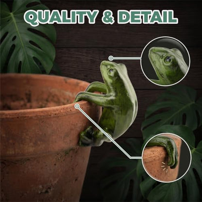 Frog Plant Pot Hanger, Mini Resin Climbing Frog Figurine Flower Pot Hugger, Funny Animal Statue Ornament for Indoor Outdoor Garden Yard Patio, Gift for Plant Lovers - style: Frog