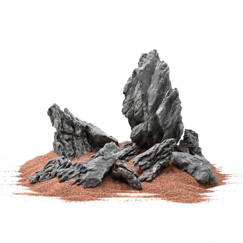 Seiryu Stone Aquarium Rocks for Fish Tank,10LB 3-7inches | Natural Stone for aquarium hardscape, aquascaping, terrariums, bonsai, and potted plants - size: 10lb,3-7inches