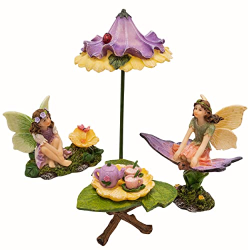 PRETMANNS Fairies for Fairy Garden Accessories Outdoor Kit, 7 Pieces | Adorable Fairies, Miniature Fairy Figurines with Furniture Set, Supplies, Indoor Outdoor Décor