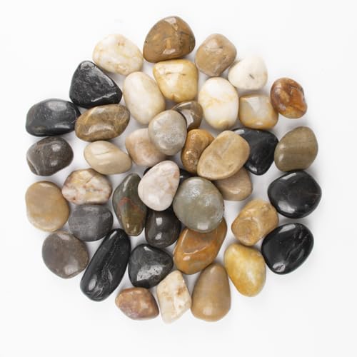 20lbs 1-2 Inch River Rocks, Decorative Mixed Pebbles for Garden Landscaping, Indoor Plants, Fish Tanks, Vases, and Succulents – Ideal for Home Decoration and Outdoor Gardens (Weight : 20 LB, Mixed) - color: Mixed