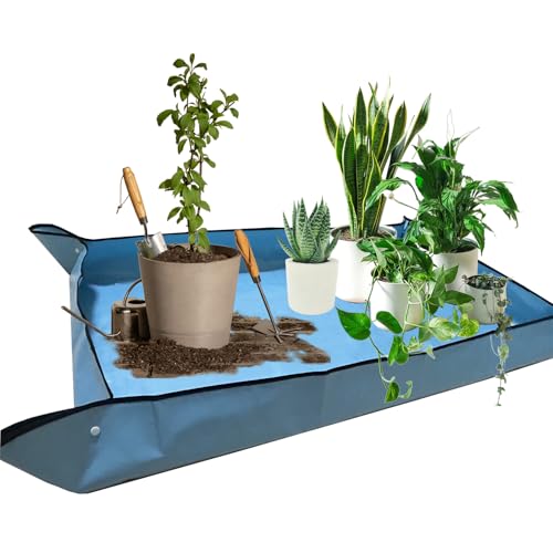 29.5" x 29.5" Repotting Mat, Thickened Foldable Gardening Mat, Blue | Repotting Mat for Transplanting Houseplants, Mix Soil and Mess Control, Gardening Gifts for Women Men Plant Lover - size: 29.5x29.5''blue