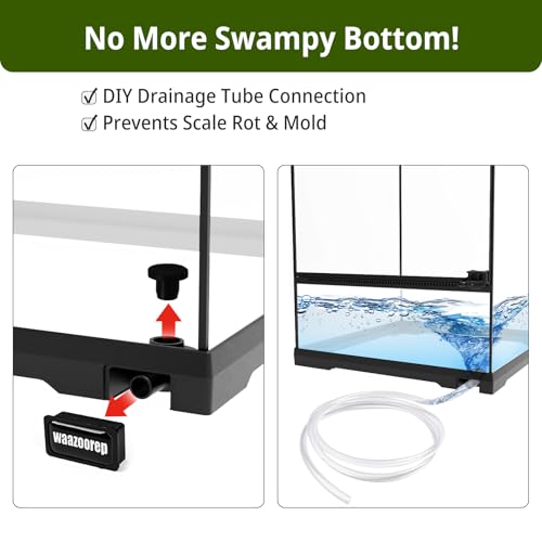 11 Gallon Tall Reptile Glass Tank 12"x12"x18" with Drainage Hole - Pre-Assembled Vertical Reptile Cage Enclosure for Arboreal Geckos,Chameleon,Lizard,Tree Frog and Snake - size: 12*12*18inch with drainage hole