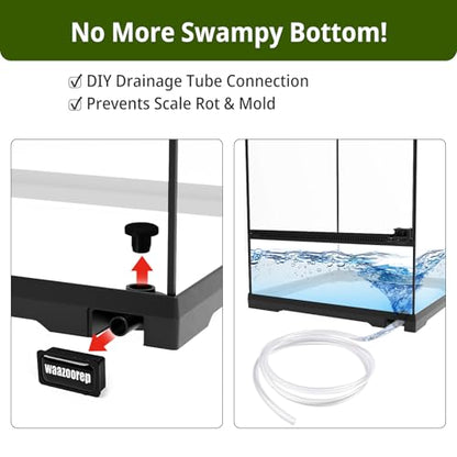 11 Gallon Tall Reptile Glass Tank 12"x12"x18" with Drainage Hole - Pre-Assembled Vertical Reptile Cage Enclosure for Arboreal Geckos,Chameleon,Lizard,Tree Frog and Snake - size: 12*12*18inch with drainage hole