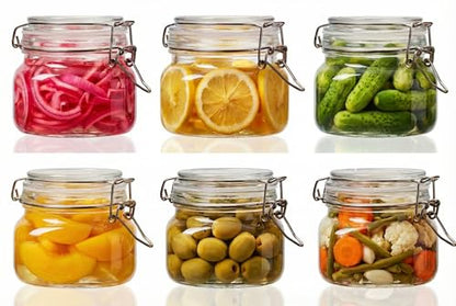 17 oz Square Glass Jars with Airtight Lids, 6 Pack Mason Jar with Clamp Lid | Air Tight Glass Food Storage Containers with Lids Keep Food Dry & Fresh, Best Canister for Flour, Sugar, Cereal, Rice, Coffee - color: Square-17OZ Set- 6 Pack