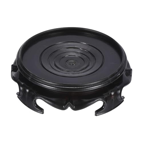 PATIKIL Planter Display Stand, 4 Inch Dia Plastic Round Bonsai Base Imitation Wood Style Stand Home Decor Display for Table Lamp Teapot Base, Black - size: 4 Inch