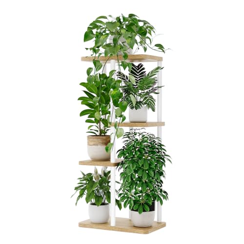 Bamworld Plant Stand 4 Tier Corner Metal Shelf White - color: White, size: 4 Tier