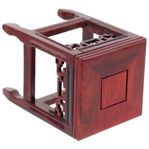 Wooden Plant Stand Flower Pot Base Display Pedestal for Bonsai Statue Crafts and Small Ornaments Hand-Polished Rustic Home Accent 6.61 X 4.17 X 4.17 in