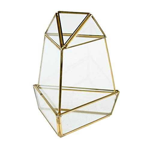 WGV Geometric Terrarium, Width 5", Height 6", Clear DIY Succulent Planter Short Triangular Oblisk Set Gold Metal Frame for Home Office Garden Outdoor Decoration, 1 Piece - size: Small Oblisk (Gold)