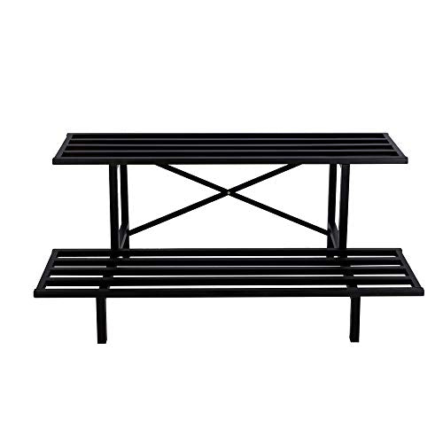 Zhongma 2 Tier Heavy Duty Metal Plant Stand Indoor & Outdoor easy assembly - size: 2-Tier: L45.67 x W17.5 x H14