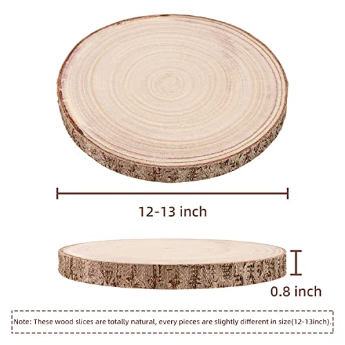 Maputune 8 Pcs 12-13 in Large Unfinished Wood Slices for Centerpieces, Natural Rustic Wooden Plate for DIY Craft, Round Wood Chips for Signage Painting Wedding Party Christmas Decor - size: 12-13 IN, 8pcs