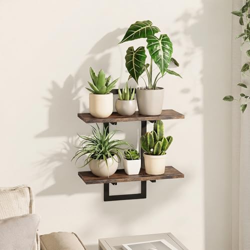 Bamworld Floating Shelves for Wall Planters Indoor Hanging Plant Shelves - color: Brown-rectangular, size: 1 pcs