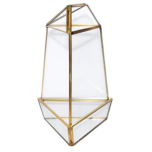 WGV Geometric Terrarium, Width 5", Height 8", Clear DIY Succulent Planter Short Triangular Oblisk Set Gold Metal Frame for Home Office Garden Outdoor Decoration, 1 Piece - size: Medium Oblisk (Gold)