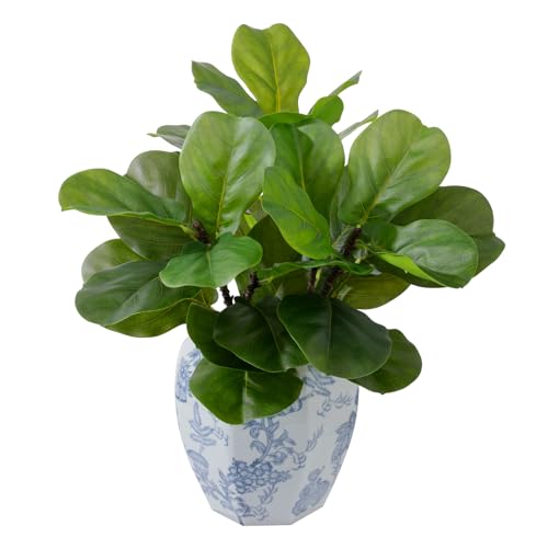 3Pcs Artificial Fiddle Leaf Fig Stems, Real Touch Fake Greenery | Soft Touch Fake Ficus Lyrata Leaves, Faux Plants for Vase Home Room Indoor Table Centerpiece Wedding & Farmhouse Decoration - color: Ficus-green