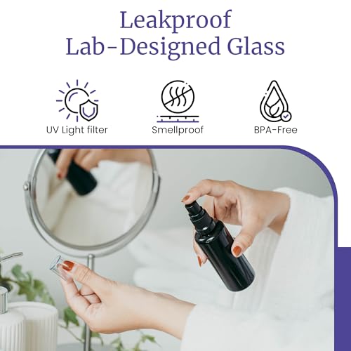 Infinity Jars 50 Ml (1.7 fl oz) Black Ultraviolet Glass Fine Mist Spray Bottle Cleaning Products Refillable Containers Homemade Perfume Blends Room, Sprays Bath Beauty Hair, Screw Top Bottles - size: 50 ML