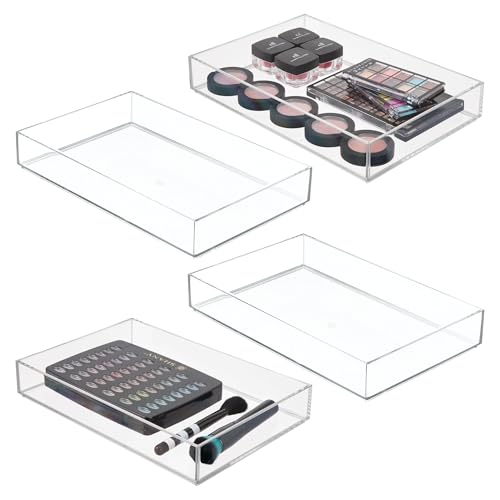 iDesign Makeup Drawer Organizer Tray, Set of 4, Clear - style: Pack of 4