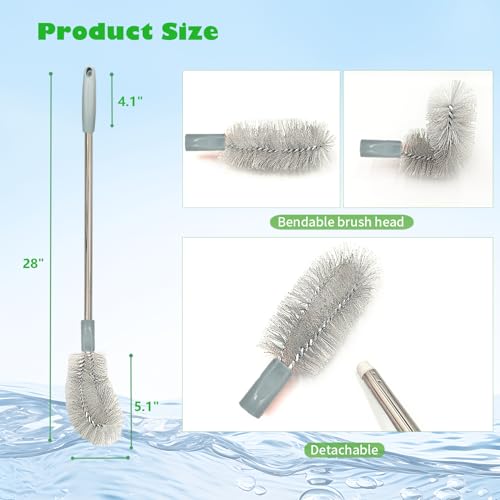 2-Pack Bucket Brush, Kettle Brush, Cleaning Extra Long Bottles, Gallon Jug Cleaner, Water Bottle Cleaner.