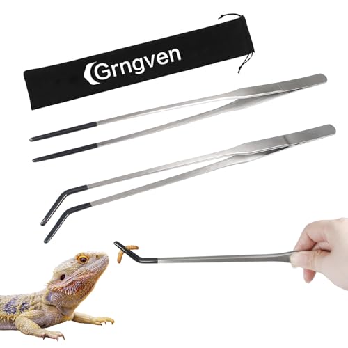 Stainless Steel Reptile Feeding Tongs 10.6" Straight and Curved Long