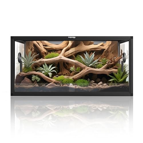 Phailozoo Stackable 50 Gallon Reptile Enclosure for Gecko, Juvenile Reptile | Optimal Ventilation & Light Penetration by Rust Proof Mesh Top, Easy Assembly within 6 Steps with Clear Instruction - color: Ultimate Black, size: 50 Gallon