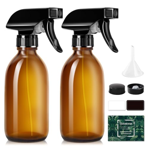 Tecohouse Glass Spray Bottles 8oz, 2 Pack Amber Glass Spray Bottles - color: Amber
