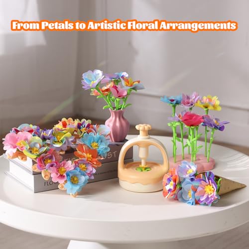 Fabric Flower Bouquet Craft Kit, DIY Arts & Crafts Toy for Kids, Creative Flower-Making Activity Set, Educational Preschool Toy, Perfect Birthday & Christmas Gift for Girls Ages 4 5 6 7 8+ (yellow) - color: yellow