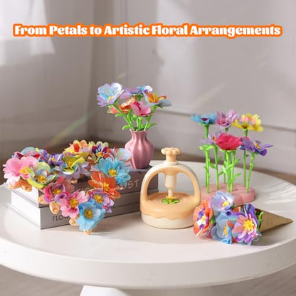 Fabric Flower Bouquet Craft Kit, DIY Arts & Crafts Toy for Kids, Creative Flower-Making Activity Set, Educational Preschool Toy, Perfect Birthday & Christmas Gift for Girls Ages 4 5 6 7 8+ (yellow) - color: yellow