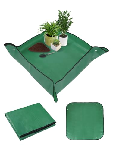 Extra Large Repotting Mat for Indoor Plant Transplanting and Mess Control Thickened Waterproof Potting Tray Foldable Potting Mat Portable Gardening Mat Garden Gifts(26"x 26") Drark Green - size: 26 x 26 Inch, Dark Green
