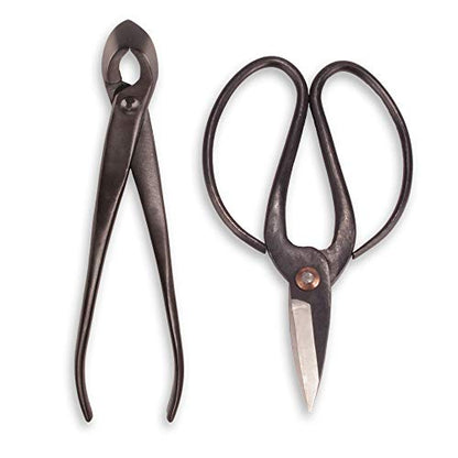 BambooMN Bonsai Basics Set - 8" Concave Cutter, 7" Heavy Duty Shear - 1 Set - color: Concave Cutter & Heavy Duty Shear Set, size: 1