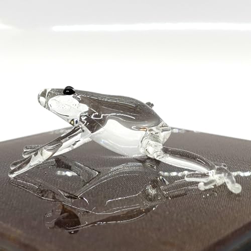Frog Miniature Tiny Figurines Hand Blown Glass Art Animals Collectible Gift Home Décor (Clear) - color: Clear