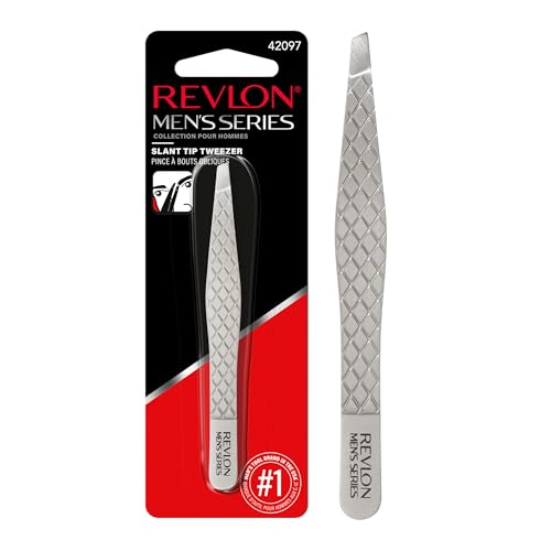 Revlon Men's Series Slant Tip Tweezer, Silver, 1 Count