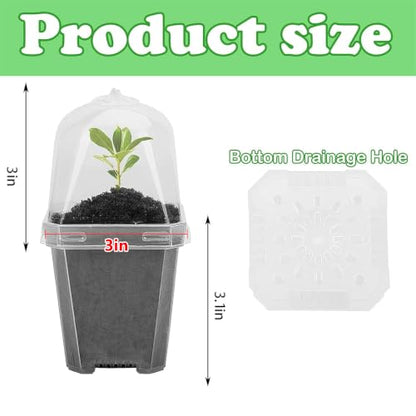50 Pcs 3" Clear Plant Nursery Pot with Humidity Dome, Plastic Gardening Pot | Plastic Plant Container with Labels, Reusable Gardening Containers Cups for Seedlings Vegetables Succulents Cuttings - color: 50pcs-white, size: 3 Inch