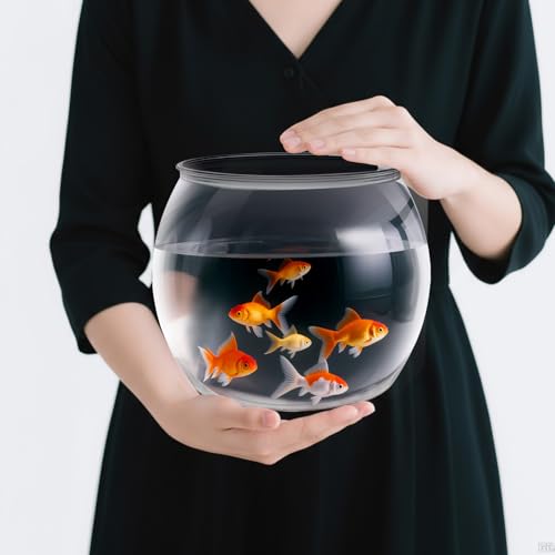 Geelin 1 Gallon Plastic Fishbowl Round Large Clear Shatterproof Tank - size: 1 Gallon, style: Round