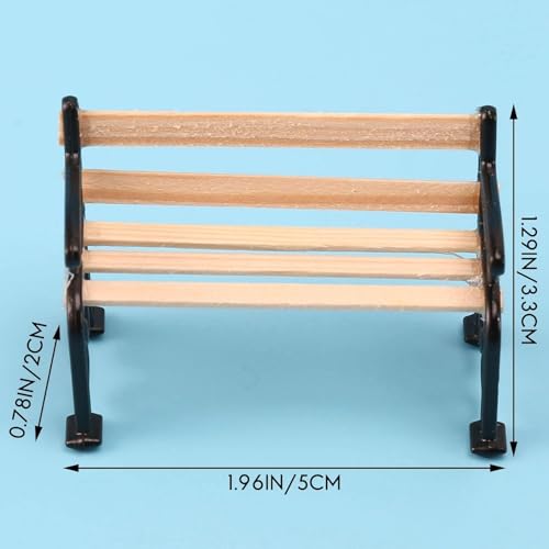 Miniature Park Bench Dollhouse Decoration Accessories Miniature Dollhouse Miniature Park Bench Scale Accessories Mini Fairy Garden Chairs Set for DIY Crafts, Dollhouse Ornament(1.9x0.9x1.3 inch)