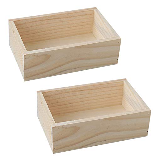 2Pcs 7.5"×5"×2.4" Natural Wooden Succulent Planter Plant Container | Wood Organizer Window Boxes Holding Bottles & Items Rectangular Flower Pot Storage Box for Indoor Outdoor Home Venue Decor - size: 2 Pcs