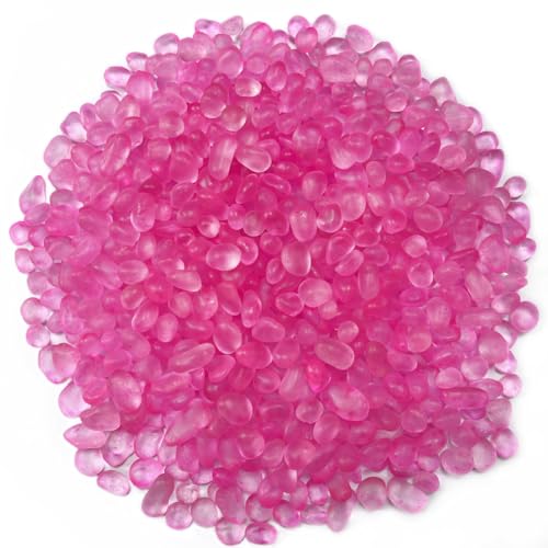 0.89LB Pink Aquarium Glass Stones Glass Pebbles Fish Tanks Decorations Aquarium Gravel Fish Tank Rocks, Glass Gems Stones Beads Pebbles Rock Sand for Vase Filler Fish Turtle Tank Decoration - color: Pink