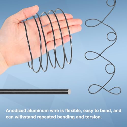 HARFINGTON 2 Roll Bonsai Wire 1mm Each Roll 32.8ft (10m) Anodized Aluminum Bonsai Wire for Gardening Tree Branch Fixing DIY Crafting, Black - color: Black, size: 1mm x 32.8 ft