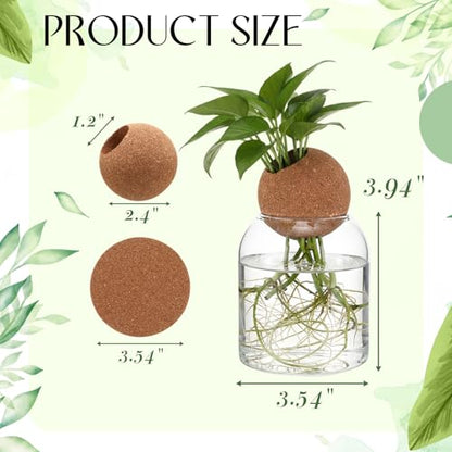 3 Pcs 3.94 Inches Glass Plant Propagation Stations with Spherical Lid Glass Jars Plant Propagation Vases Hydroponic Spherical Cork Planter for Indoor Home Office Desktop Decor(Cylinder) - size: 3.94 Inches, style: Cylinder