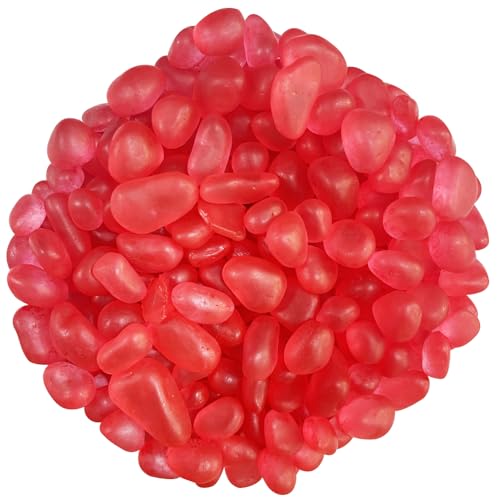 0.89LB Watermelon Red Aquarium Glass Stones Glass Pebbles Fish Turtle Tanks Decorations Aquarium Gravel Fish Tank Rocks, Glass Gems Stones Beads Pebbles Rock Sand for Vase Filler - color: Watermelon Red