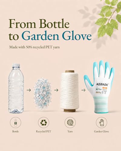 Kebada Gardening Gloves for Women, MicroFoam Latex Coated, Gifts, 6 Pairs | Aqua & Red, Breathable Polyester Liner, Flexible Fit, Washable, Secure Grip, Recycled PET, Women's Garden Gloves - color: Rose Pink & Aqua Blue 6 Pairs, size: Medium ( 6 Pairs )